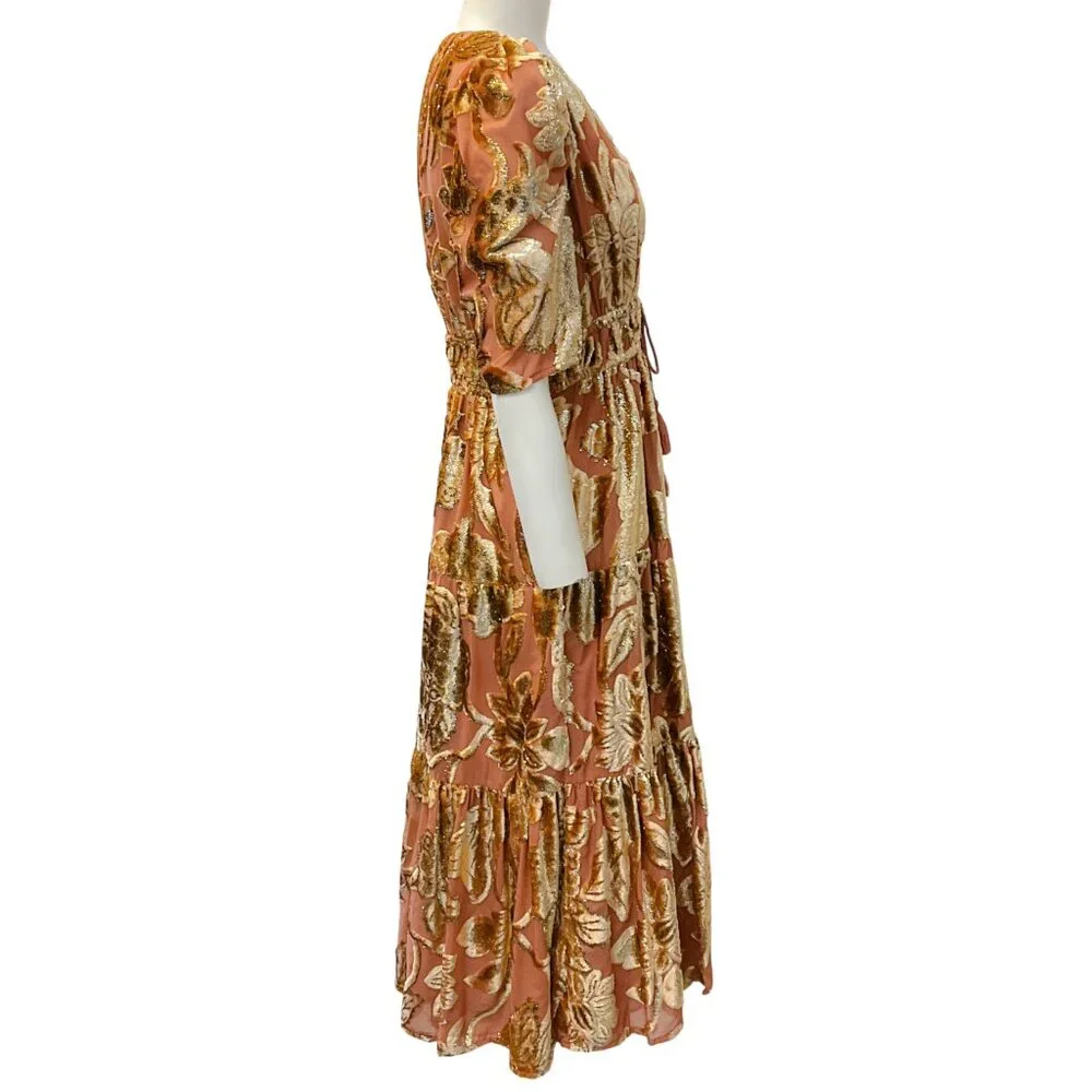 Ulla Johnson Loretta Velvet Devoré Midi Dress - Picture 2 of 4